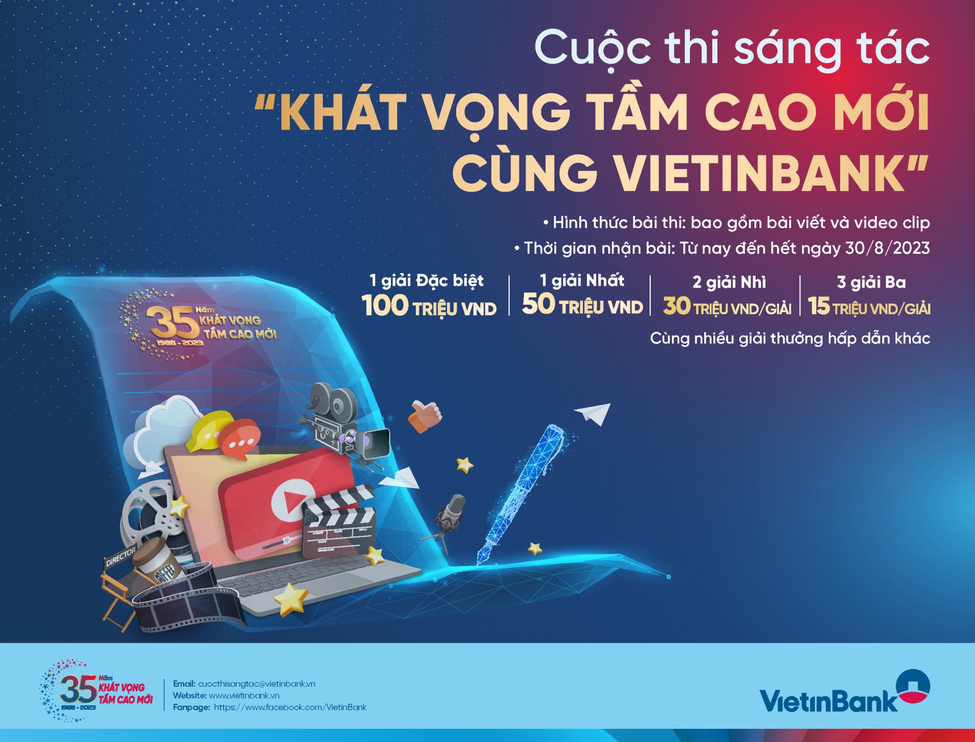 Gia hạn thời gian nhận bài dự cuộc thi sáng tác“Khát vọng tầm cao mới cùng VietinBank”