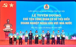 Hà Nội: Biểu dương 10 chủ tịch công đoàn cơ sở ngoài khu vực nhà nước