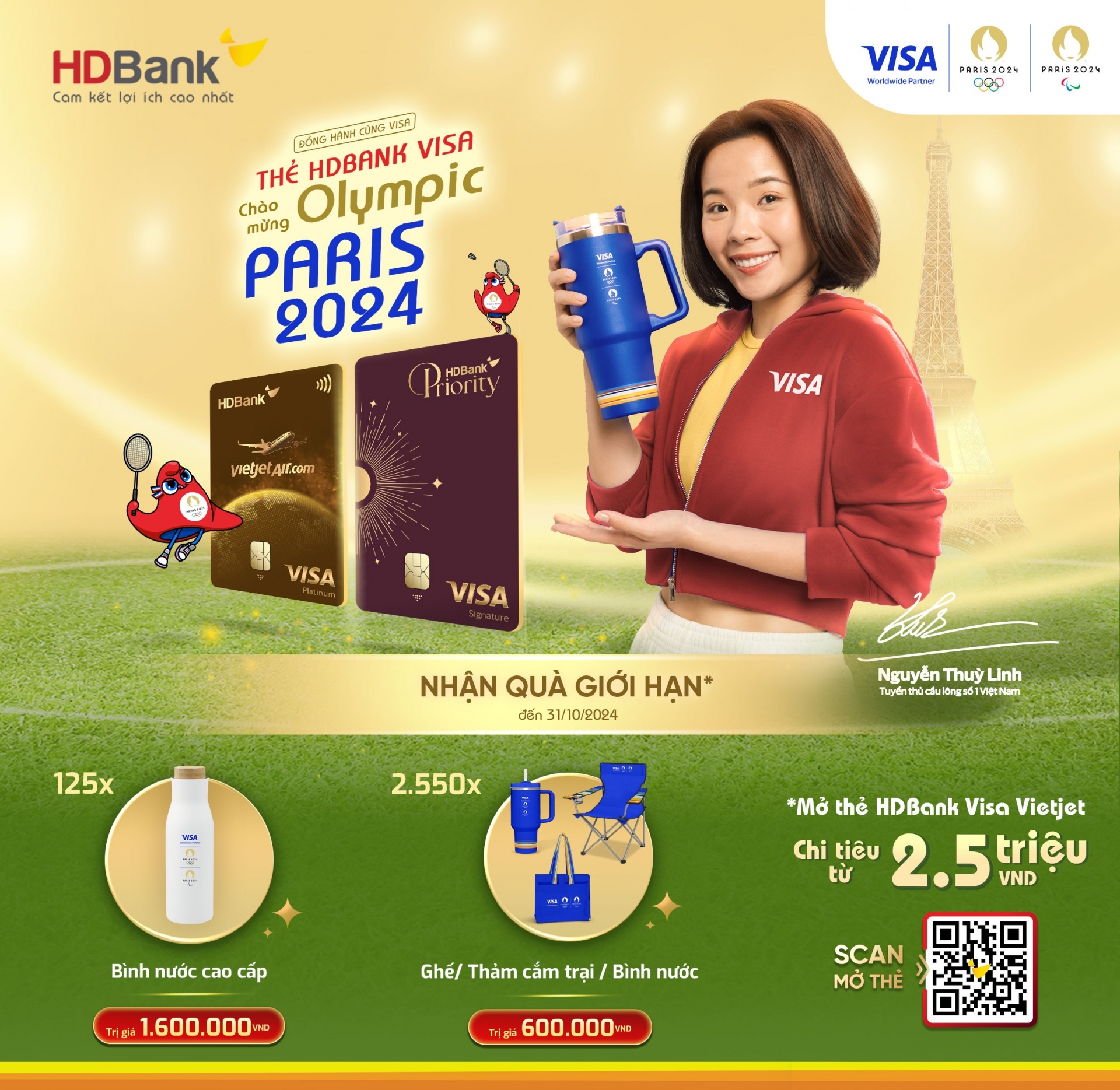 Thẻ tín dụng HDBank chào đón Thế vận hội Paris 2024 với loạt ưu đãi hấp dẫn