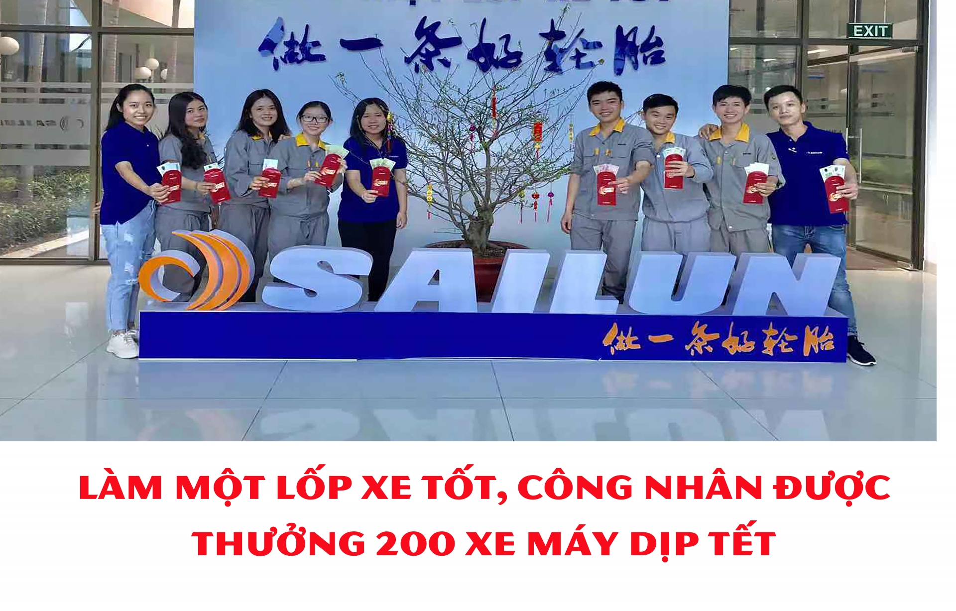 Làm một lốp xe tốt, công nhân được thưởng 200 xe máy dịp Tết