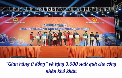 “Gian hàng 0 đồng” và tặng 3.000 suất quà cho công nhân khó khăn