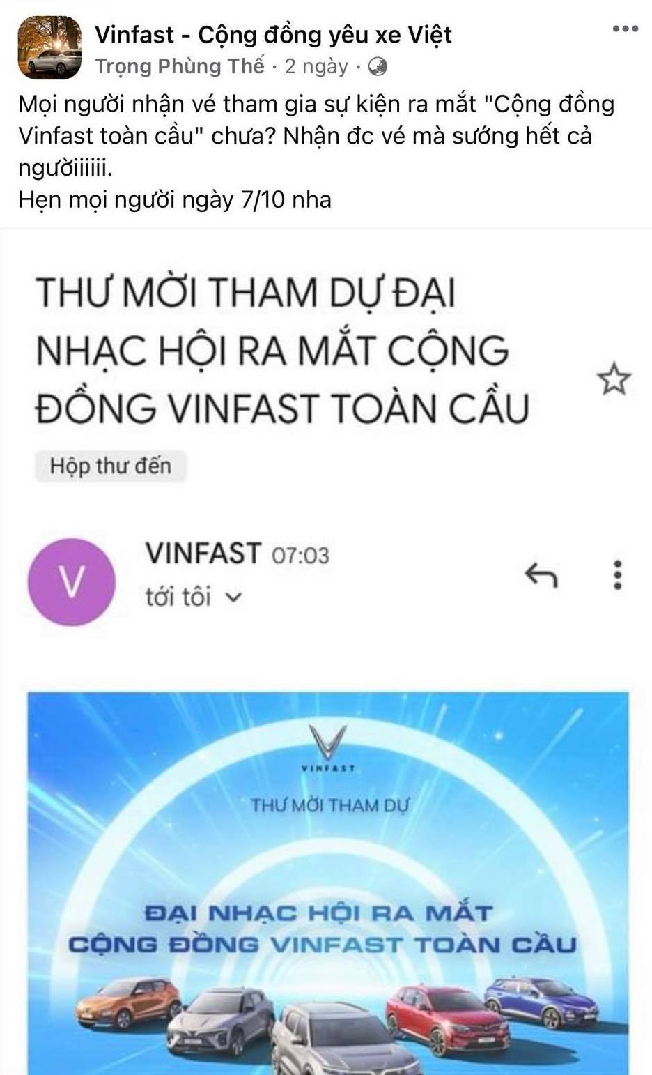 Cộng đồng yêu xe hào hứng 'khoe' vé đại nhạc hội VinFast